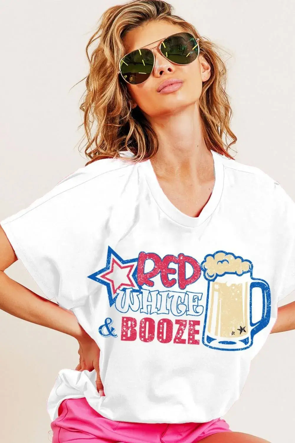BiBi Red White and Booze Graphic Jersey Top Image principale du produit