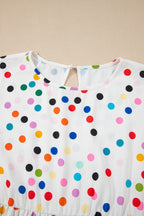 Polka Dot Short Sleeve Tiered Ruffled Babydoll Blouse