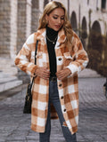 Plaid Collared Neck Button Down Coat - felvior