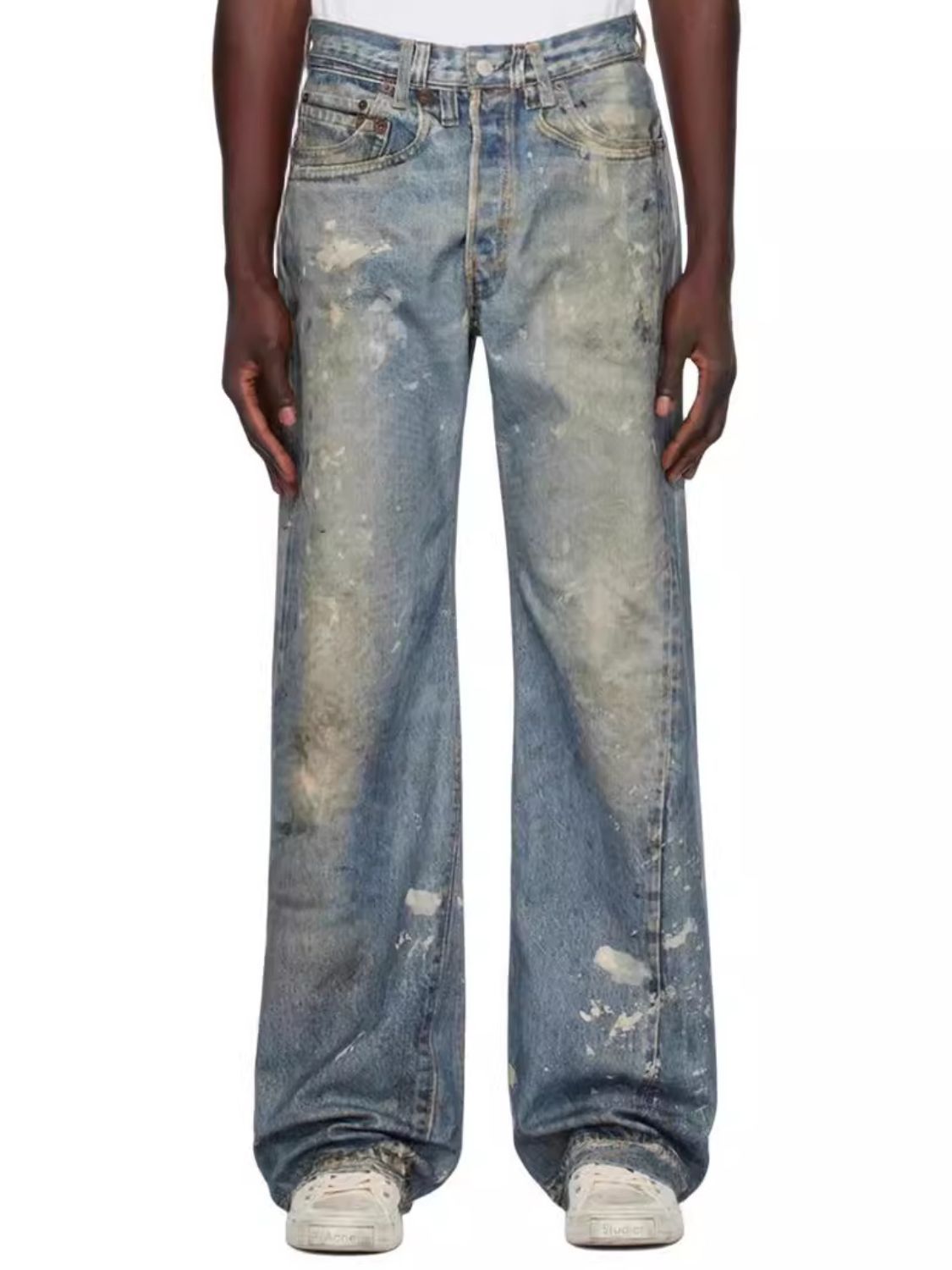 Men's Washed Printed Straight Jeans Hauptbild