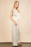 VERY J Solid Woven Top & Pants Set - felvior