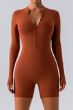 Half Zip Long Sleeve Active Romper - felvior