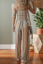 Striped Smocked Cami Top and Wide Leg Pants Set