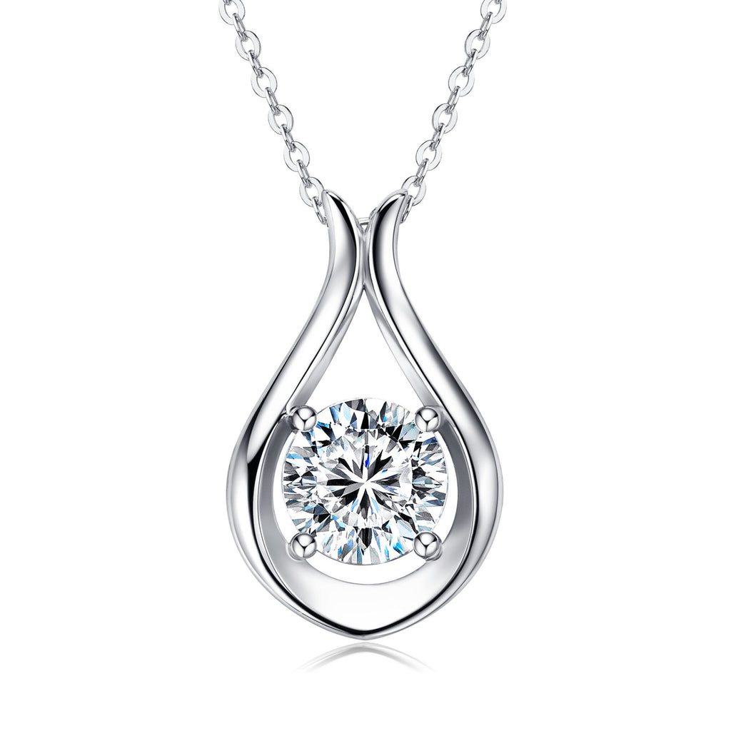 2 Carat Moissanite 925 Sterling Silver Pendant Necklace