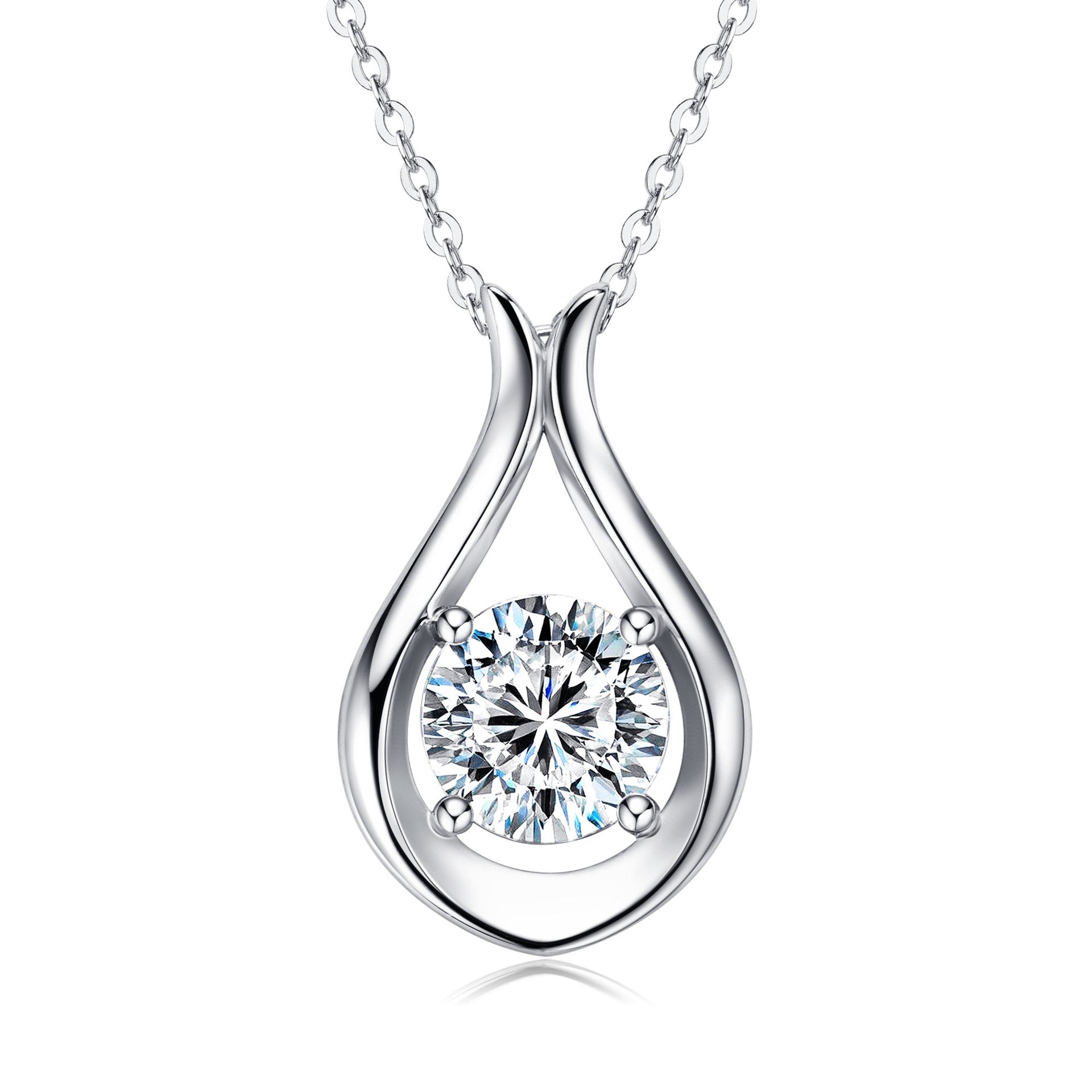 2 Carat Moissanite 925 Sterling Silver Pendant Necklace
