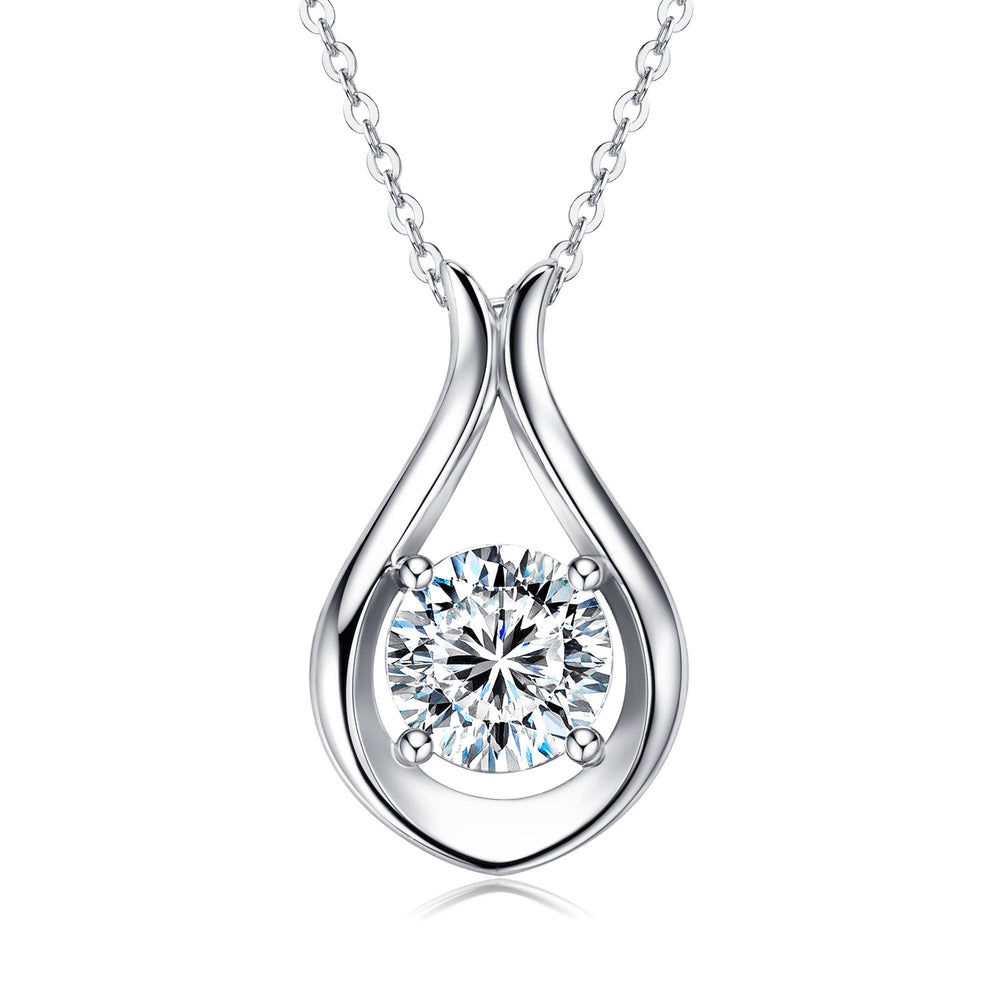2 Carat Moissanite 925 Sterling Silver Pendant Necklace
