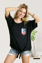 ADORA Sequin US Flag Pocketed Top