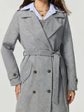 Collared Neck Long Sleeve Longline Coat - felvior