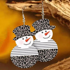 Snowman PU Leather Dangle Earrings