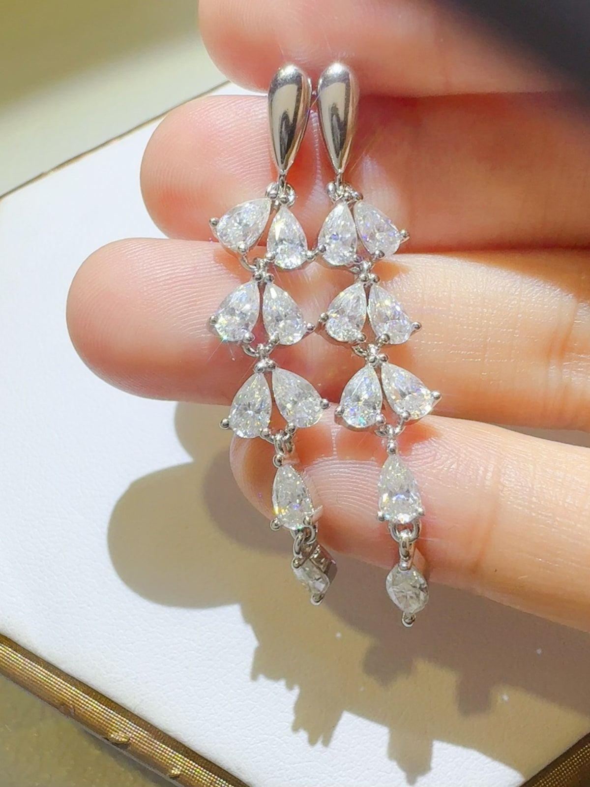 6 Carat Moissanite 925 Sterling Silver Bar Earrings - felvior