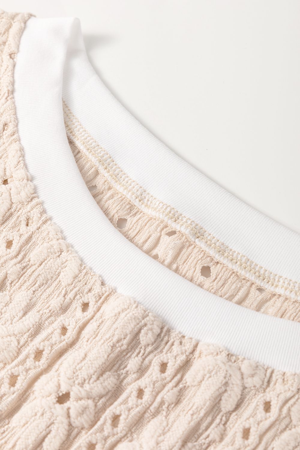 Floral Textured Crew Neck Sleeveless Top