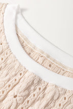 Floral Textured Crew Neck Sleeveless Top