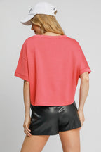 Umgee Full Size Lightweight Cropped Sweatshirt Plus Size