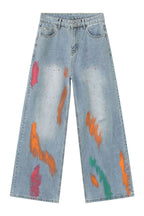 Men's Splash Print Wide Leg Jeans