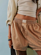 Striped Elastic Waist Shorts