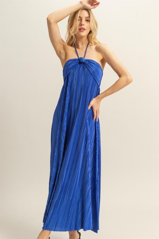 HYFVE Knotted Detail Halter Neck Flowy Maxi Dress - felvior