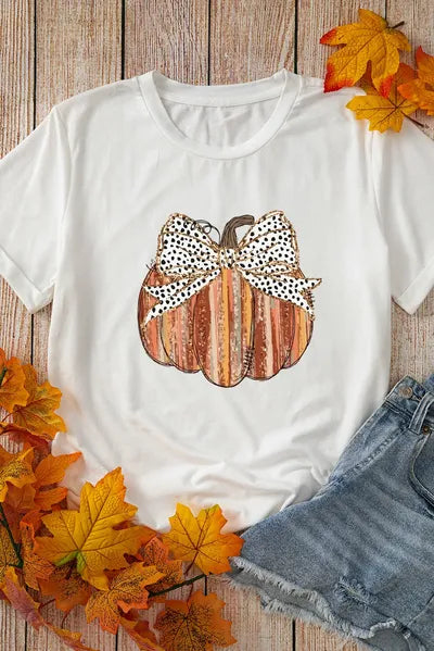 Full Size Pumpkin Round Neck Short Sleeve T-Shirt - felvior