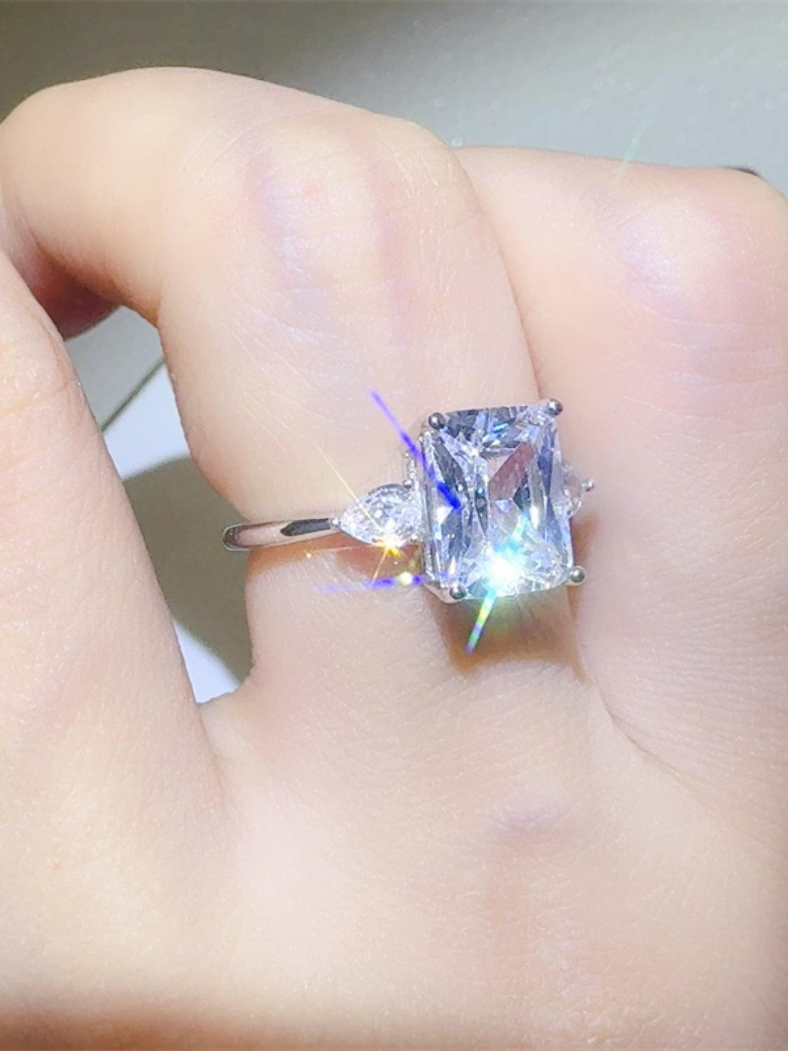3 Carat Moissanite 925 Sterling Silver Square Shape Ring - felvior
