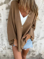 Full Size One Button Long Sleeve Shirt Plus Size