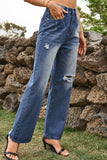 Distressed Buttoned Loose Fit Jeans - felvior