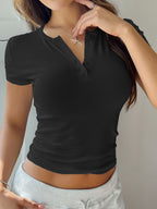 Devine Button Detail Short Sleeve T-Shirt