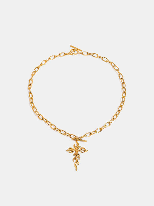 18K Gold-Plated Stainless Steel Cross Necklace - felvior