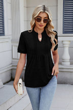 Notched Short Sleeve Top