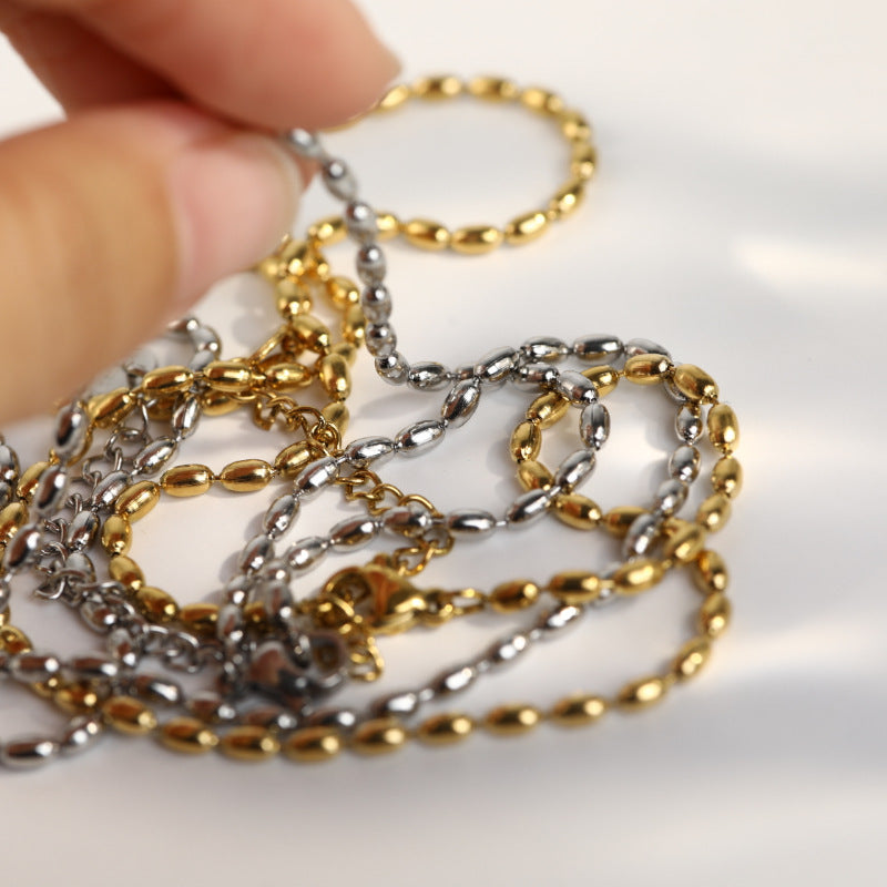 Titanium Steel Beaded Necklace - felvior