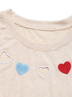 Heart Round Neck Short Sleeve T-Shirt