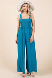 Mittoshop Smocked Wide Strap Wide Leg Overalls - felvior