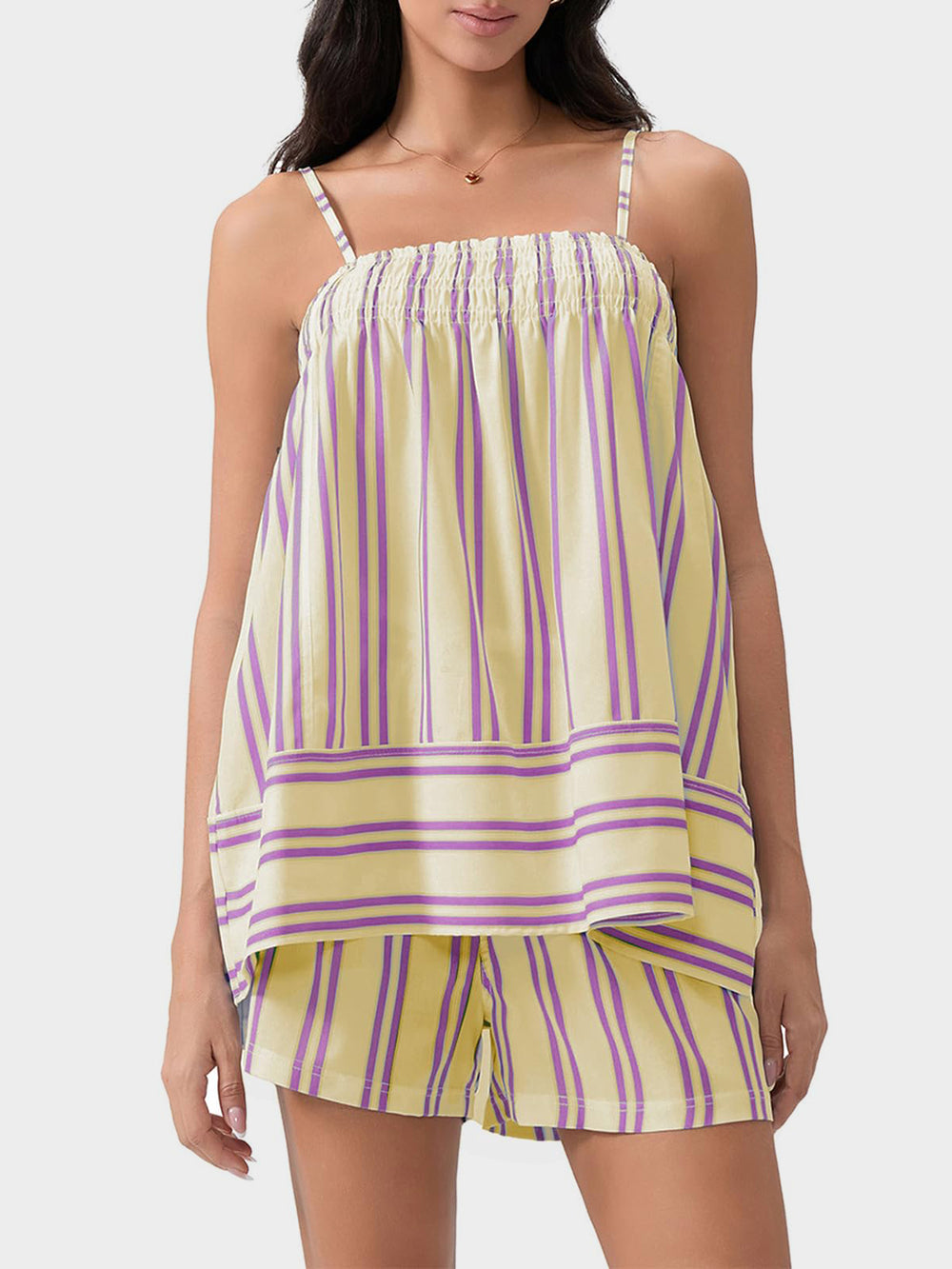 Smocked Square Neck Cami and Shorts Set