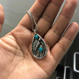 Alloy Artificial Turquoise Teardrop Pendant Necklace - felvior