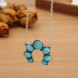 Artificial Turquoise Alloy Pendant Necklace - felvior
