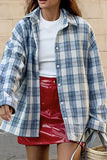 Plaid Button Up Long Sleeve Jacket - felvior