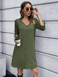 Ivy Lane Button Down V-Neck Mini Dress - felvior