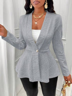 One Button Textured Peplum Cardigan