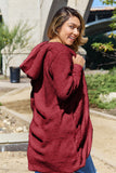 Double Take Full Size Hooded Teddy Bear Jacket with Thumbholes - felvior