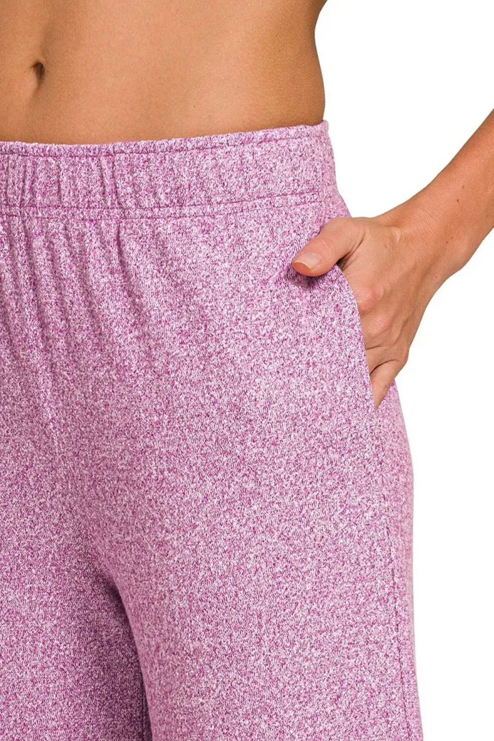 Zenana Soft Melange Short Sleeve Tee & Long Pants Set