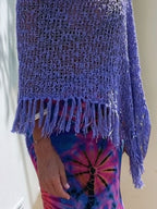 Tassel Boat Neck Knit Shawl