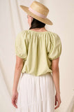 Mittoshop Linen Two-Way Short Sleeve Crop Blouse - felvior