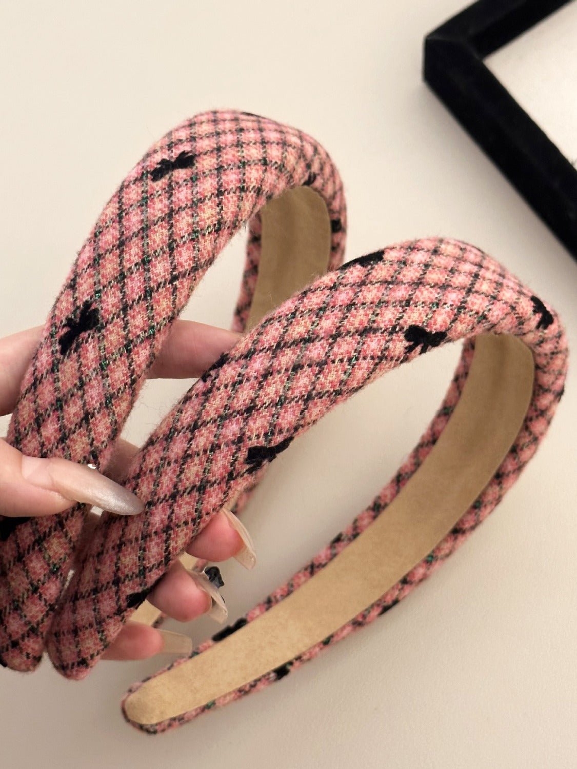 Plaid Bow Wide Headband Hauptbild