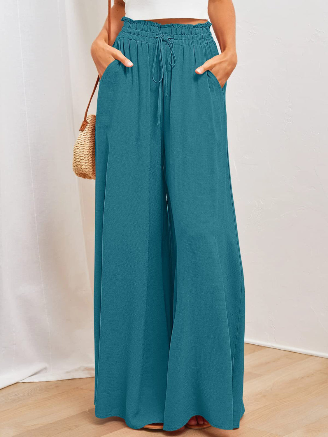 Wide Leg Pants with Pockets - felvior