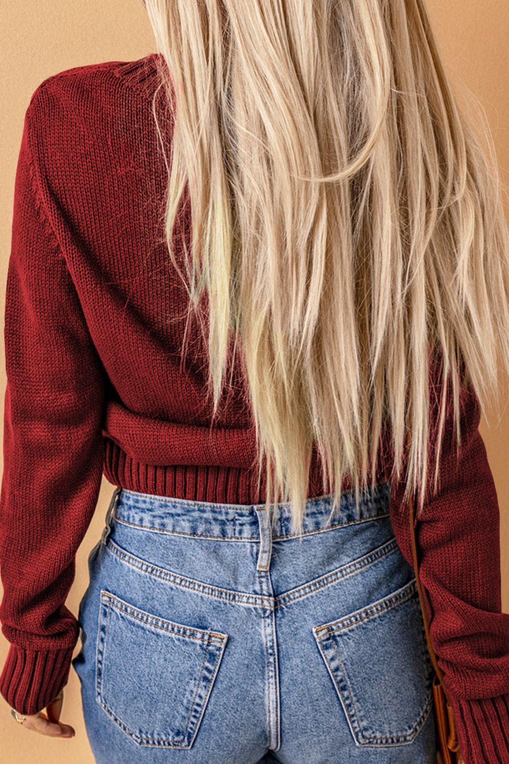 Cable-Knit Button Down V-Neck Cardigan - felvior