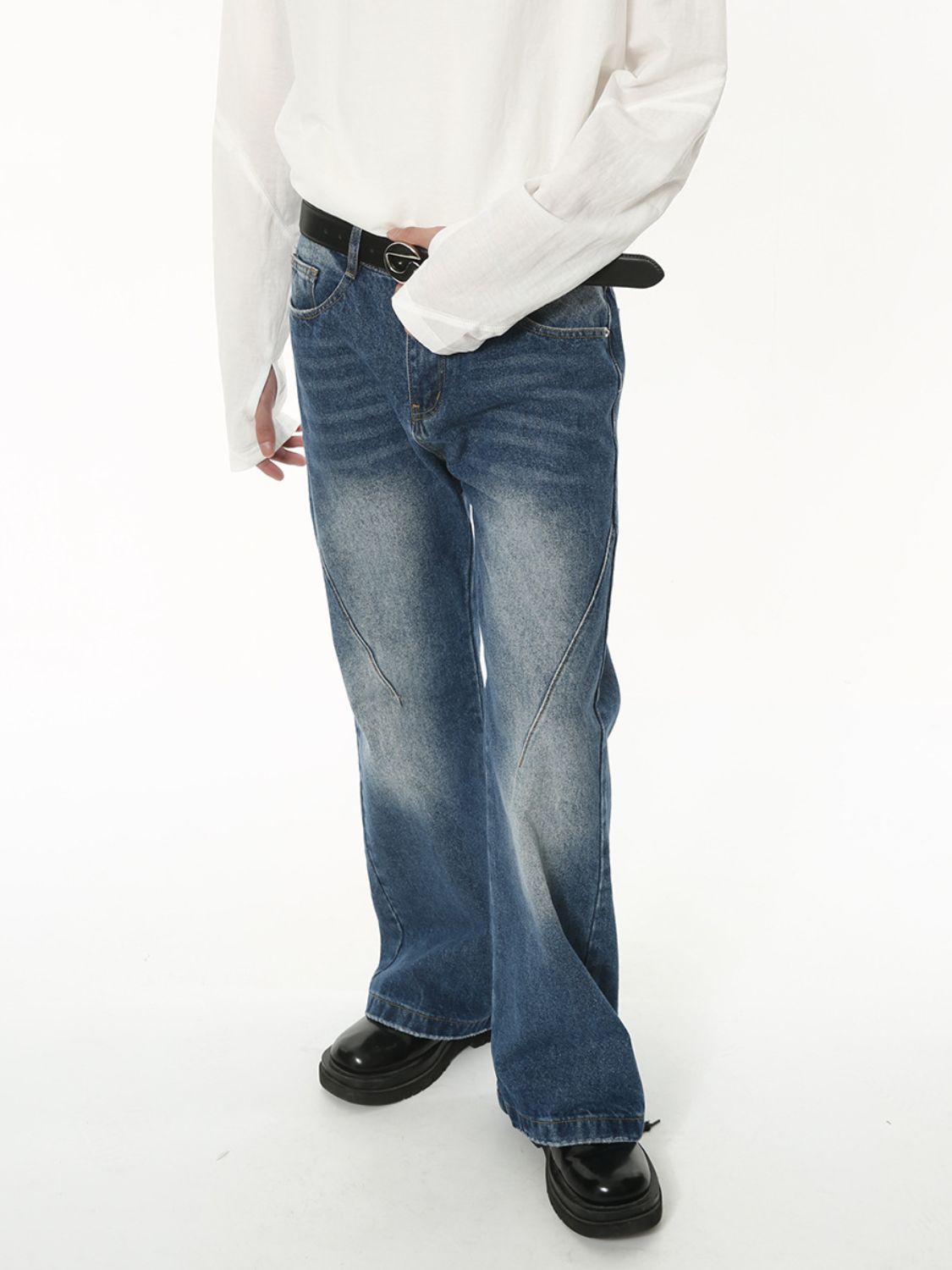 Men's Mid Rise Jeans with Pockets - felvior
