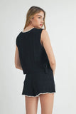 MABLE Side Tie Detail Knit Vest and Shorts Set - felvior