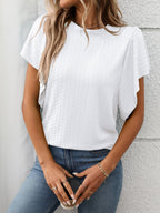 Round Neck Flutter Sleeve T-Shirt