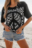 Checkered Peace Sign Round Neck T-Shirt