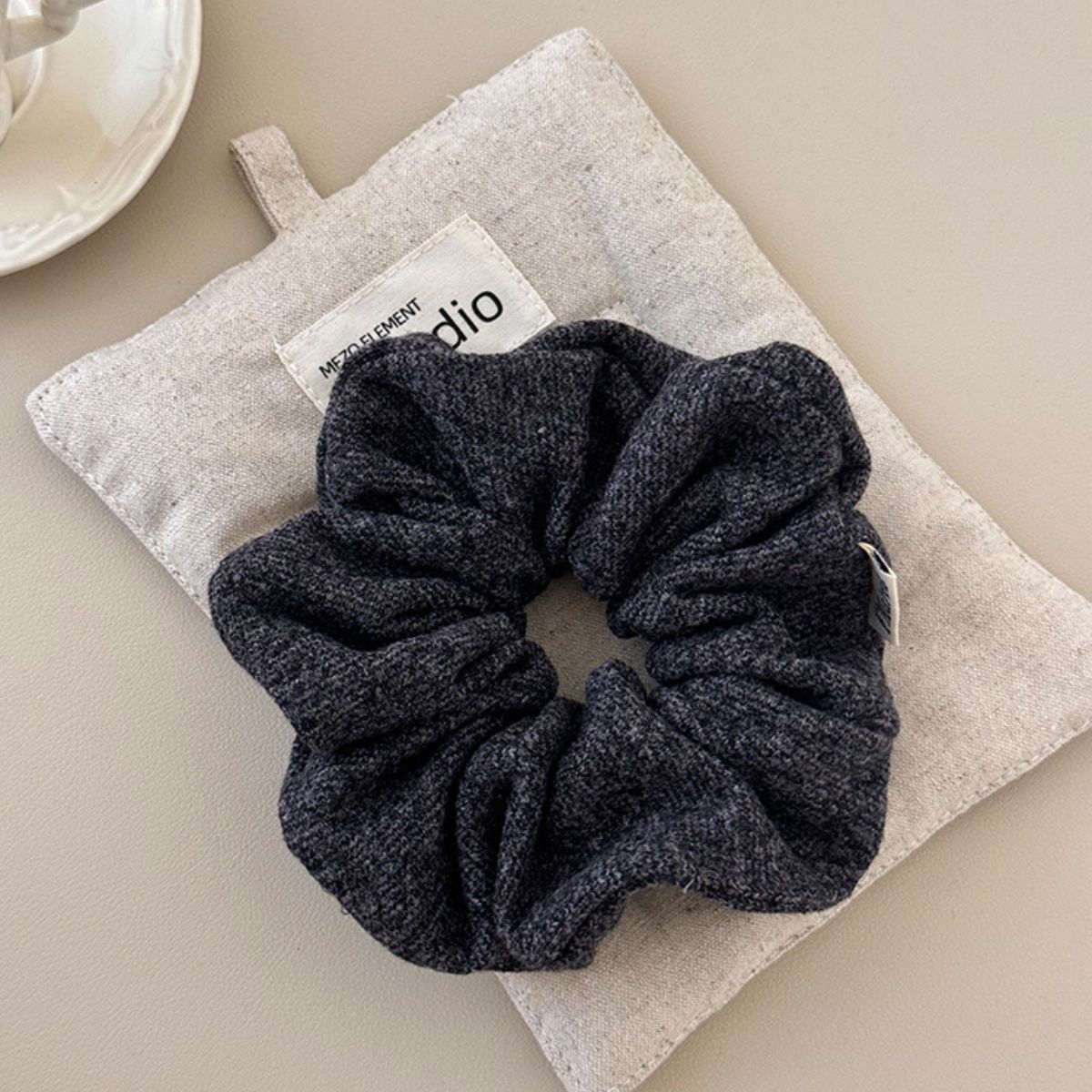 3-Piece Ruched Heathered Elastic Hair Scrunchy - felvior