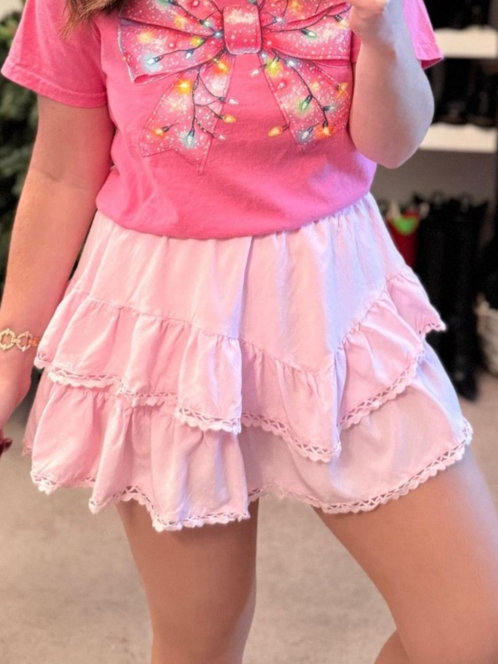 Lovelet Lace Detail Layered Skirt