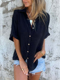 Full Size Button Down Short Sleeve Shirt Plus Size - felvior